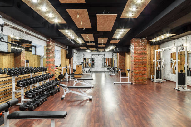 istock Interior view of a gym with equipment. 806831816