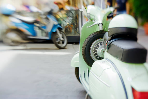 istock Italian scooters in the street, with copyspace 806837994