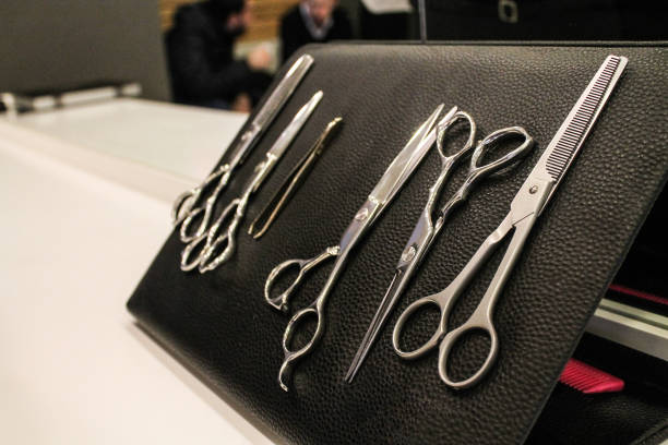 istock Stylish Professional Barber Scissors, Hair Cutting and Thinning 806838528