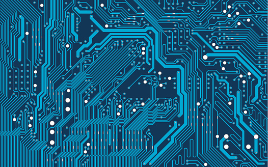 Vector blue electronic circuit board background