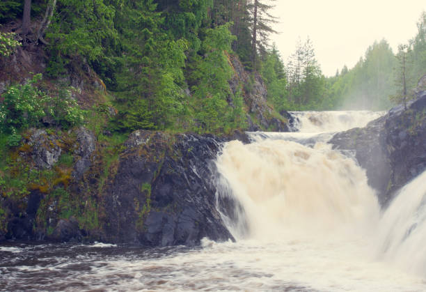 istock Waterfall in the wild forest, nature picture 806855032