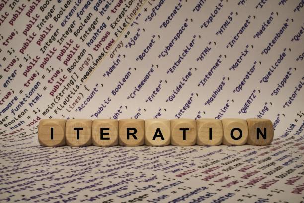 istock iteration - cube with letters and words from the computer, software, internet categories, wooden cubes 806857602
