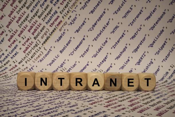 istock intranet - cube with letters and words from the computer, software, internet categories, wooden cubes 806857698