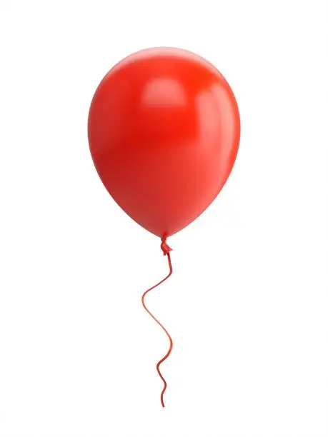 Photo of 3D Rendering red Balloon Isolated on white Background