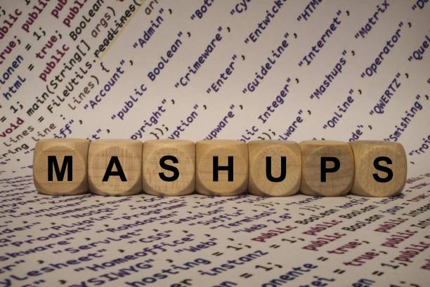 istock mashups - cube with letters and words from the computer, software, internet categories, wooden cubes 806858214