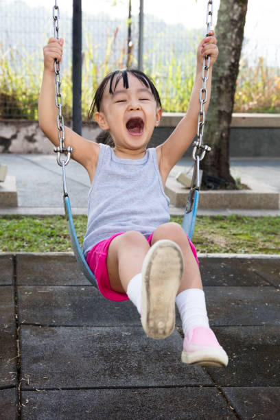 istock Asian little Chinese girl playing swing 806858222