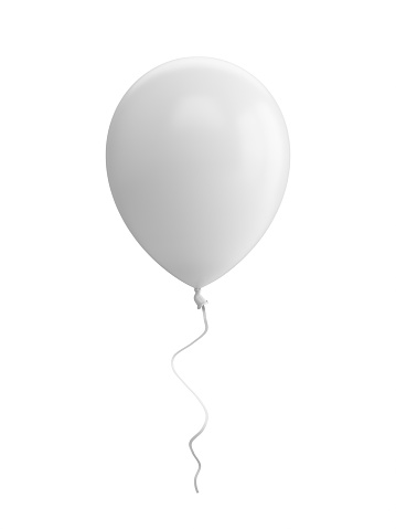 3D Rendering white Balloon Isolated on white Background.