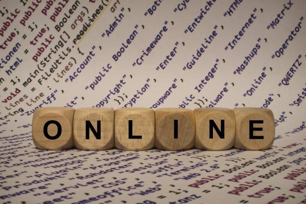 istock online - cube with letters and words from the computer, software, internet categories, wooden cubes 806861094