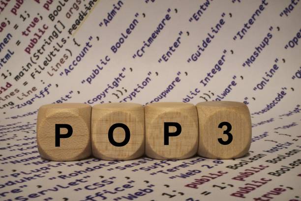 pop3 - cube with letters and words from the computer, software, internet categories, wooden cubes