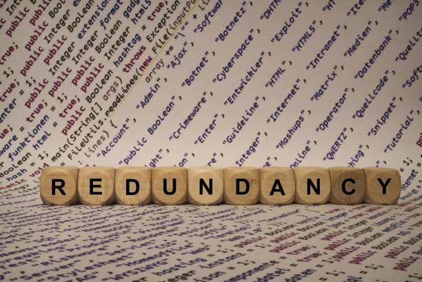 istock redundancy - cube with letters and words from the computer, software, internet categories, wooden cubes 806864036