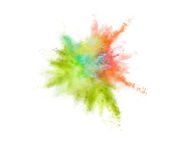 istock Explosion of colored powder on white background 806864312