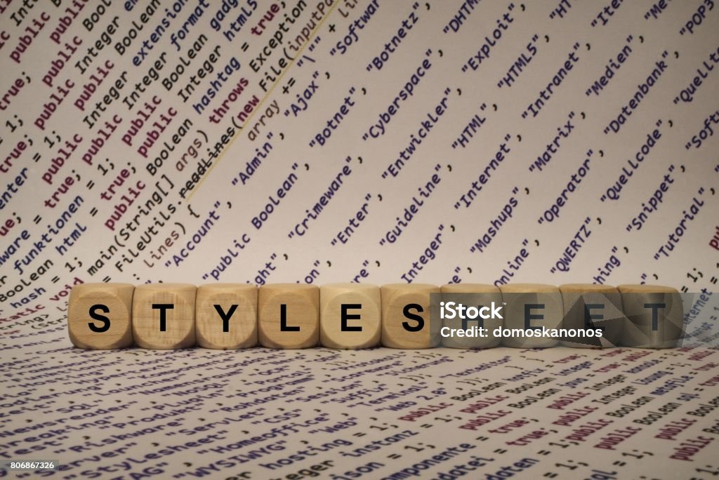 stylesheet - cube with letters and words from the computer, software, internet categories, wooden cubes wooden cubes with words from the computer, software, internet categorie . This image belongs to the series cube with computer, software, internet words. The series consists of frequently used words in the categorie computer, software, internet Applying Stock Photo
