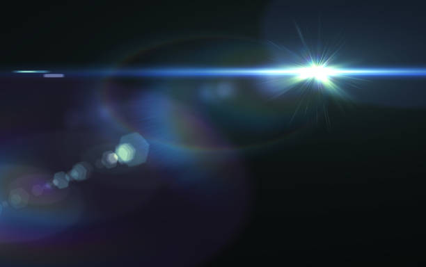istock Abstract digital of lighting  lens flare in black background 806873688