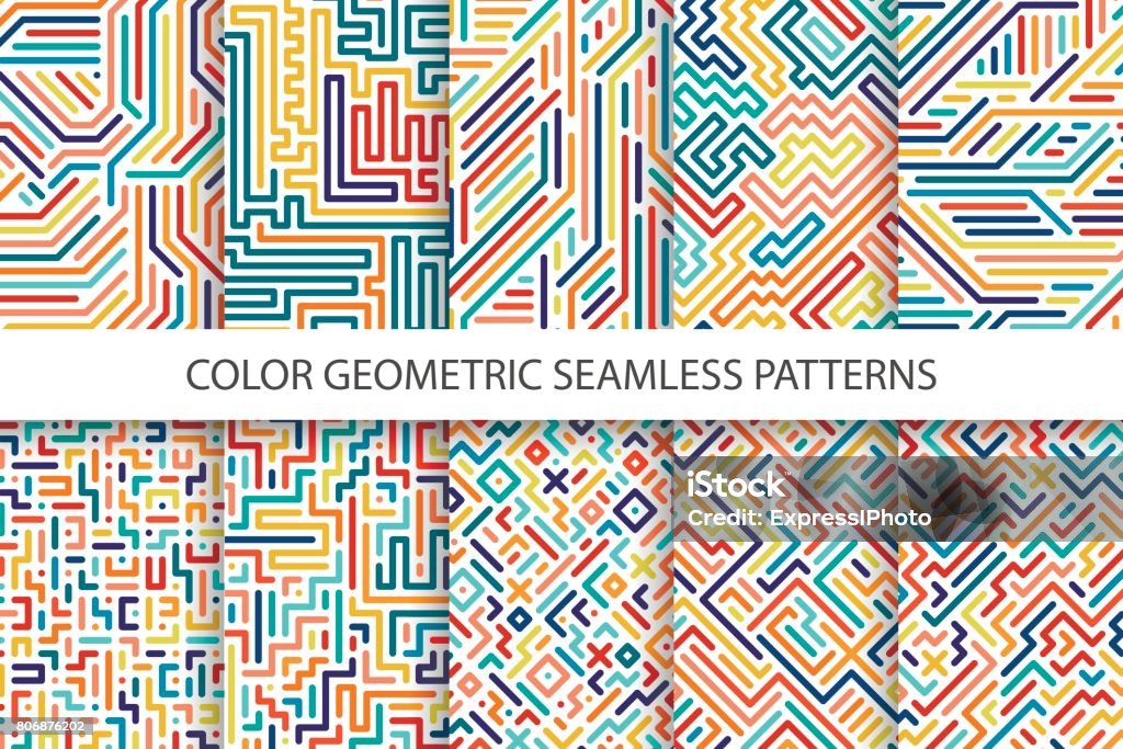 Multicolor Vector Pattern Colorful Striped Seamless Vector Patterns Digital Multicolor Design ...