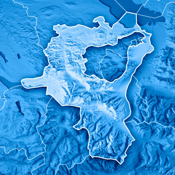 istock St. Gallen Canton Switzerland 3D Render Topographic Map Blue Border 806879644