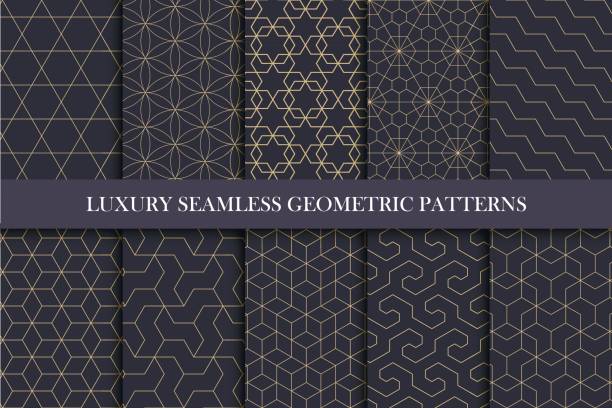 Luxury seamless ornamental patterns - geometric rich design. Luxury seamless ornamental patterns - geometric rich design. You can find seamless backgrounds in swatches panel. gold metal designs stock illustrations