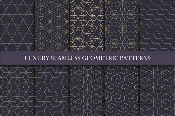 Vector illustration of Luxury seamless ornamental patterns - geometric rich design.