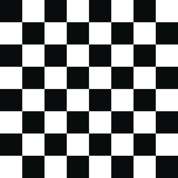 Checkered Pattern Black and White Chess Board, Tiled Floor, Chess, Flooring, Leisure Games black and white stock illustrations