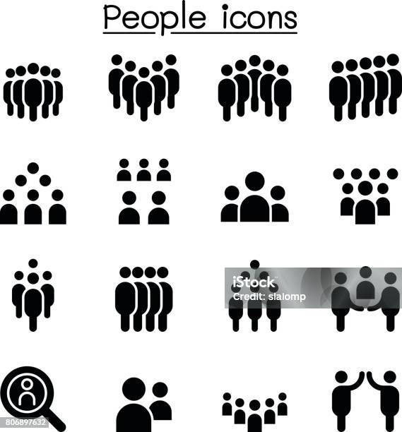 People Icon Set Vector Illustration Stock Illustration - Download Image Now - Waiting In Line, Symbol, People