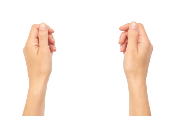 istock Gesture of a woman's hand, holds and keep. Isolated on white background 806897732