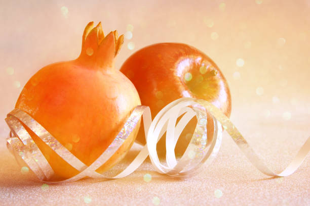 Rosh hashanah (jewish New Year holiday) concept. Traditional symbols