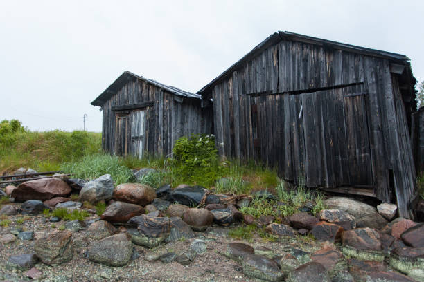 istock White sea, old slip dock, Chupa Karelia, white polar night 806918234
