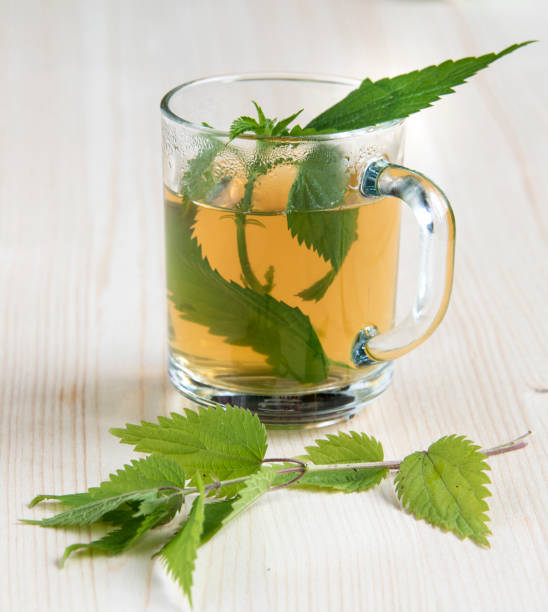 istock Nettle tea on the wooden table 806936472