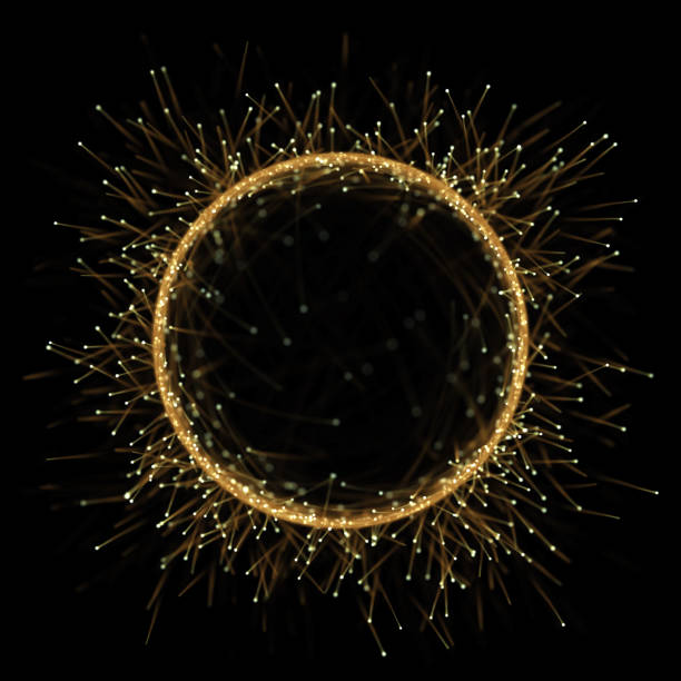istock Gold circle frame of abstract neon light effect background for premium product design. 806937022