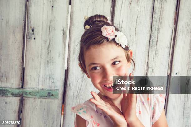 Delighted Little Girl Posing Stock Photo - Download Image Now - Child, Eye, Glittering