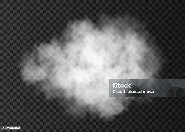 Nuvola Di Fumo Bianco Realistica Isolata Su Sfondo Trasparente - Immagini vettoriali stock e altre immagini di Fumo - Materia