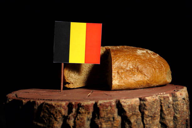 istock Belgian flag on a stump with bread isolated 806993152
