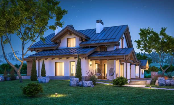 istock 3d rendering of modern cozy house in chalet style 806996484