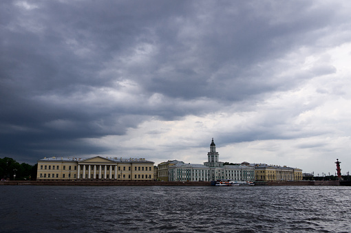 Approaching storm over Neva river, Saint Petersburg, Russia