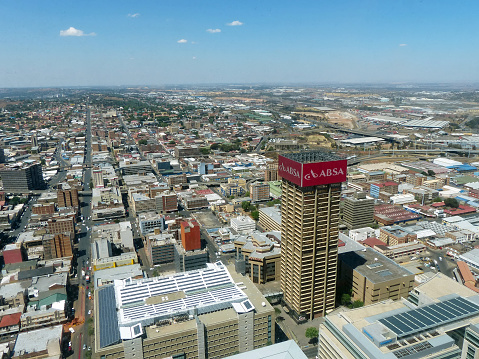 Johannesburg, South Africa - September 28, 2013: View of Johannesburg from the observation deck at the top of the Carlton Centre, the tallest building in Africa.