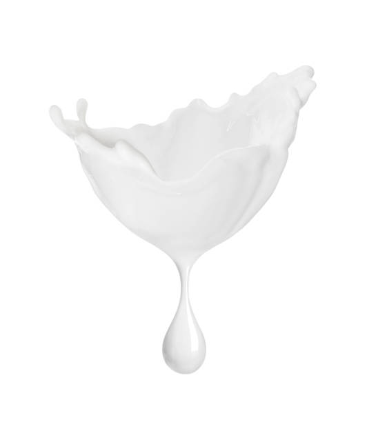istock Splash of milk or cream with drop, isolated on white background 807022928