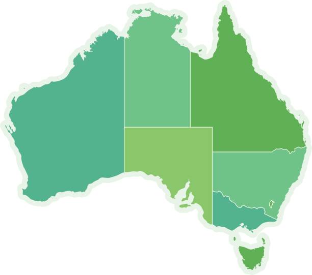 澳大利亞地圖 - 澳洲南部 插圖 幅插畫檔、美工圖案、卡通及圖標