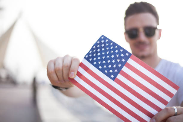 Man showing flag at 4 th July