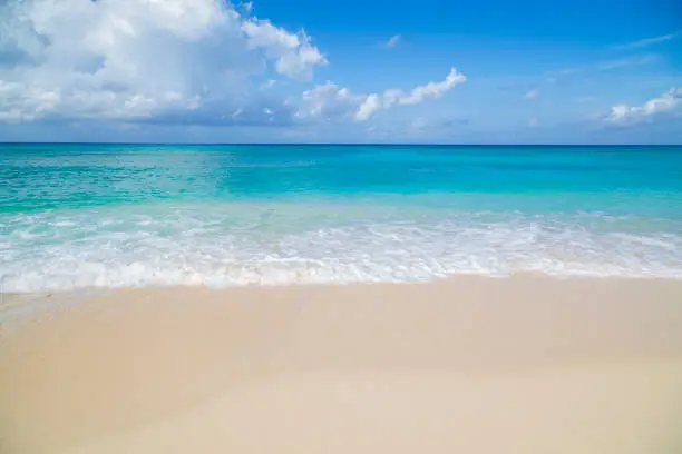 Caribbean beach background with no people and copy space.
