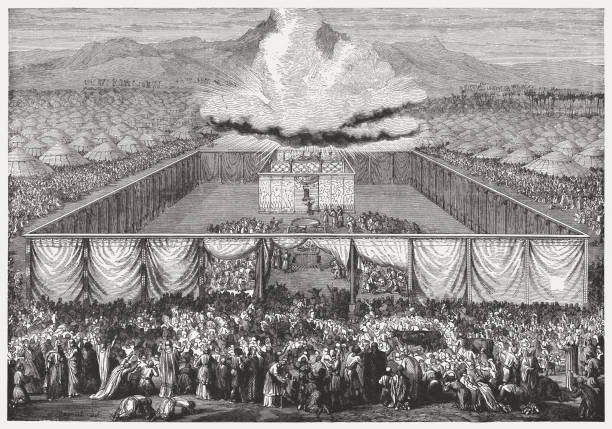 illustrations, cliparts, dessins animés et icônes de inauguration du tabernacle (exode 40), gravure sur bois, publié 1886 - israelite