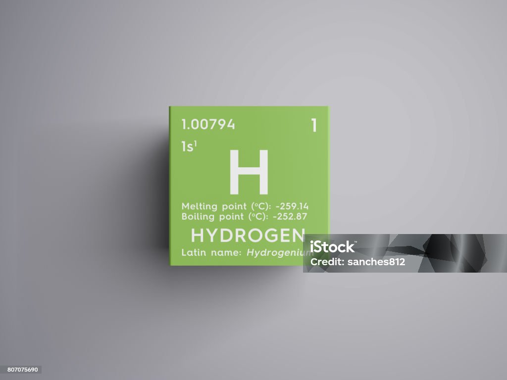 Hydrogen in square cube creative concept. Hydrogen. Other Nonmetals. Chemical Element of Mendeleev's Periodic Table. Hydrogen Stock Photo