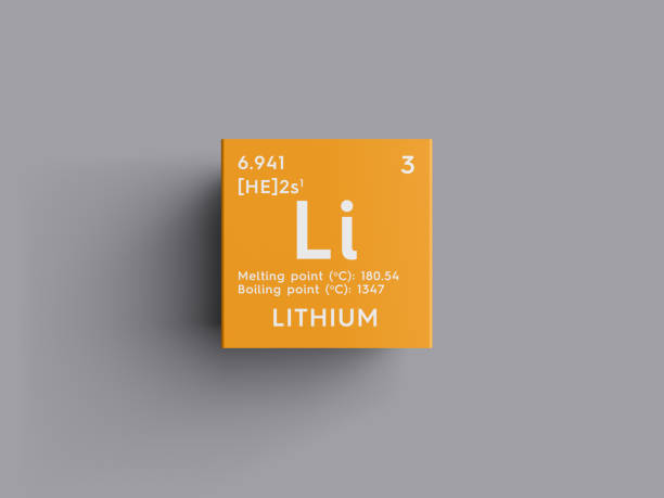 Lithium in square cube creative concept. Lithium. Alkali metals. Chemical Element of Mendeleev's Periodic Table. periodic table photos stock pictures, royalty-free photos & images