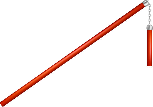 Flail in red design with chain on white background