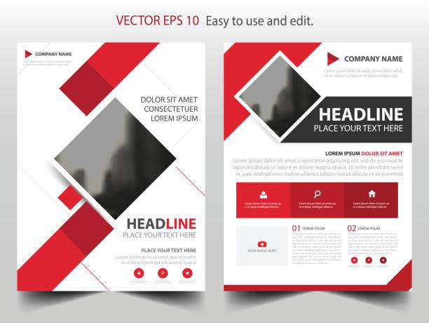 istock Red square business Brochure Leaflet Flyer annual report template design 807185296