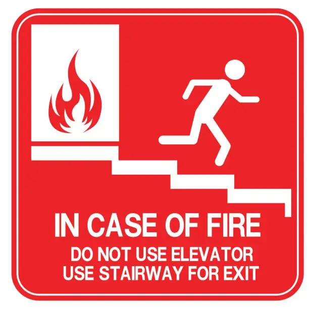 Vector illustration of emergency exit, fire extinguisher sign