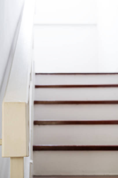 istock Home interior, stair to second floor, focus on handrail 807202166