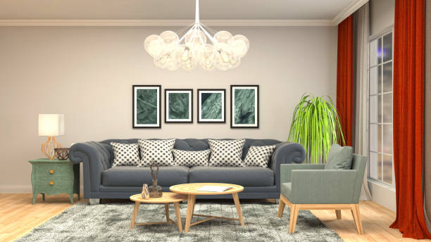 istock Interior living room. 3d illustration 807204304