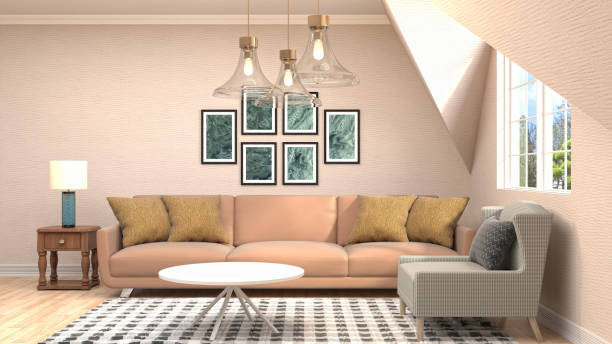 istock Interior living room. 3d illustration 807204328