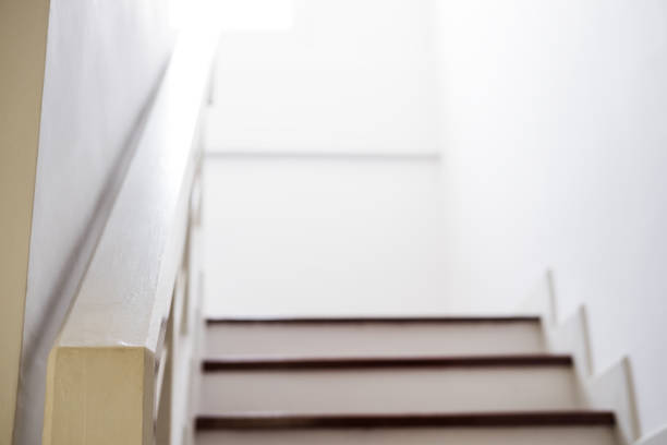 istock Home interior, stair to second floor, focus on handrail 807204580