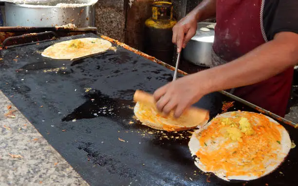 Photo of Indian street food-making of Dosa