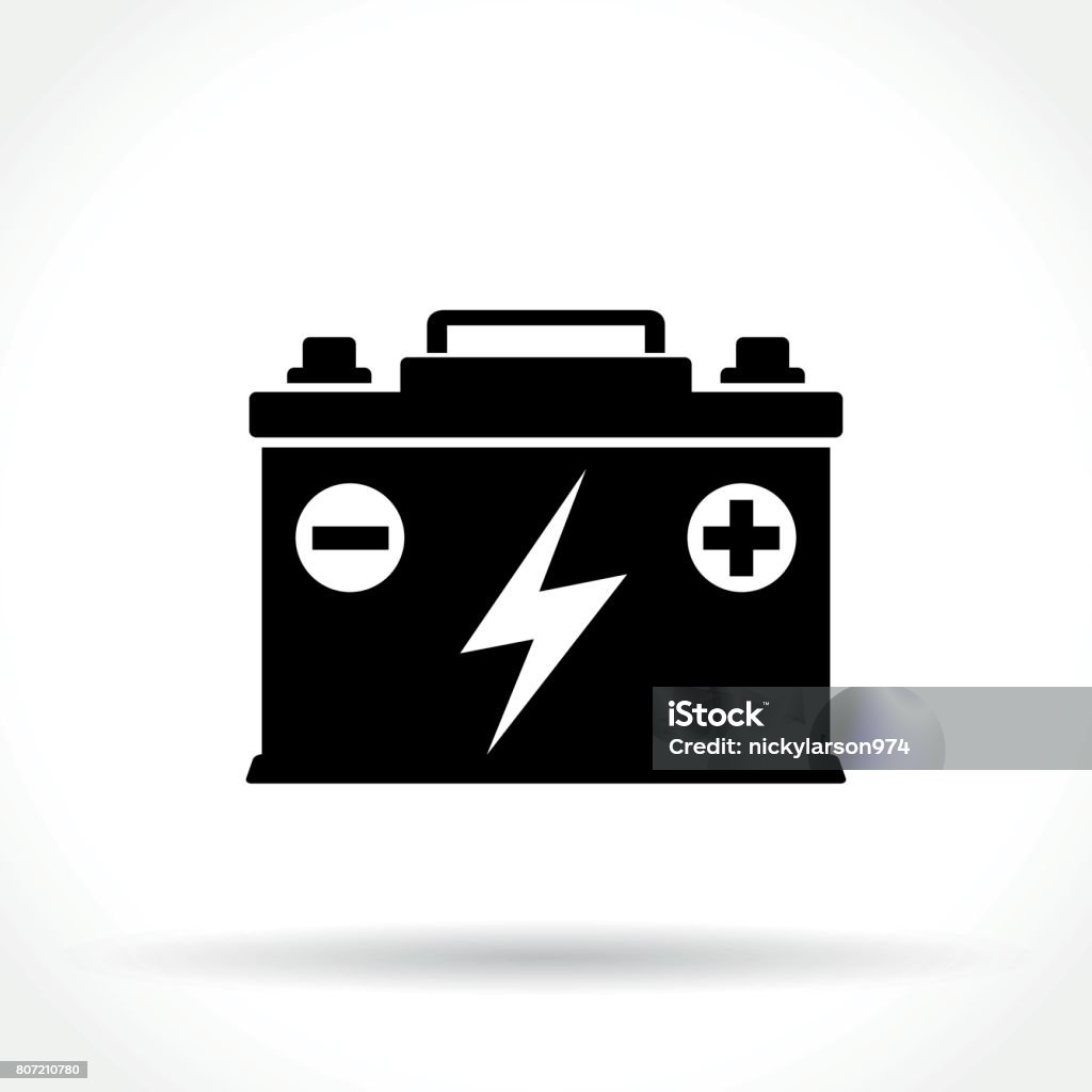 car battery icon Illustration of car battery icon on white background Battery stock vector